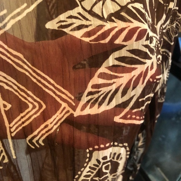 Chico’s size 10 Duster brown and white high /low w/ side slits can tie front - Picture 10 of 12